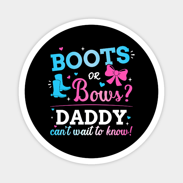 Gender reveal boots or bows daddy matching baby party Magnet by Designzz